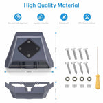 Charger l'image dans la galerie, Starlink Standard Mobility Mount made of high-quality, waterproof aluminum alloy with accurate hole alignment, superior materials, and effortless installation, including screws, nuts, bearings, and screwdriver, with detailed product dimensions.