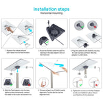 Charger l'image dans la galerie, Step-by-step installation guide for Starlink Standard Pipe Adapter in horizontal mounting, showing how to route the Starlink cable, connect to the dish, slide the pipe adapter, align using the Starlink app, and securely tighten screws for a stable setup.
