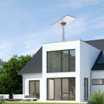 Charger l'image dans la galerie, Starlink Standard Pipe Adapter on white contemporary villa – A white modern villa with a Starlink dish mounted via the Starlink Standard Pipe Adapter, ensuring wide home internet coverage.
