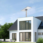 Charger l'image dans la galerie, Starlink Standard Pipe Adapter on white contemporary villa – A white modern villa with a Starlink dish mounted via the Starlink Standard Pipe Adapter, ensuring wide home internet coverage.