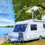 Charger l'image dans la galerie, Lakeside RV equipped with Starlink Standard Pipe Adapter – An RV parked by a scenic lake, with a Starlink dish mounted on the roof using the Starlink Standard Pipe Adapter for fast internet during outdoor adventures