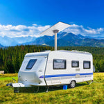 Charger l'image dans la galerie, Mountain camping RV using Starlink Standard Pipe Adapter – A motorhome in a grassy mountain field, fitted with a Starlink dish and Starlink Standard Pipe Adapter to stay connected in remote areas.