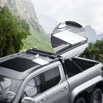 Charger l'image dans la galerie, Close-up of Starlink Mini Roof Rack Mount installation showing firm attachment of the Starlink Mini Dishy to a pickup truck roof