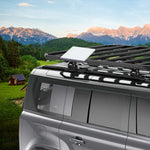 Charger l'image dans la galerie, Starlink Mini Roof Rack Mount mounted on an SUV roof rack, perfectly fitting the Starlink Mini Dishy