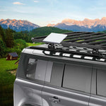 Charger l'image dans la galerie, Starlink Mini Roof Rack Mount mounted on an SUV roof rack, perfectly fitting the Starlink Mini Dishy
