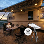 Charger l'image dans la galerie, Nighttime RV camping with reliable internet access powered by Starlink Mini Tripod Mount Adapter for remote work and streaming.