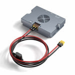 Charger l'image dans la galerie, Top view of a compact metal-cased Starlink Mini 150W GigE Passive PoE Injector, connected with power cable.
