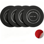 Load image into Gallery viewer, Starlink Magnetic Mount Metal Plates set of four black round steel pads with silver concentric ring markings and red adhesive backing